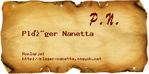 Pláger Nanetta névjegykártya